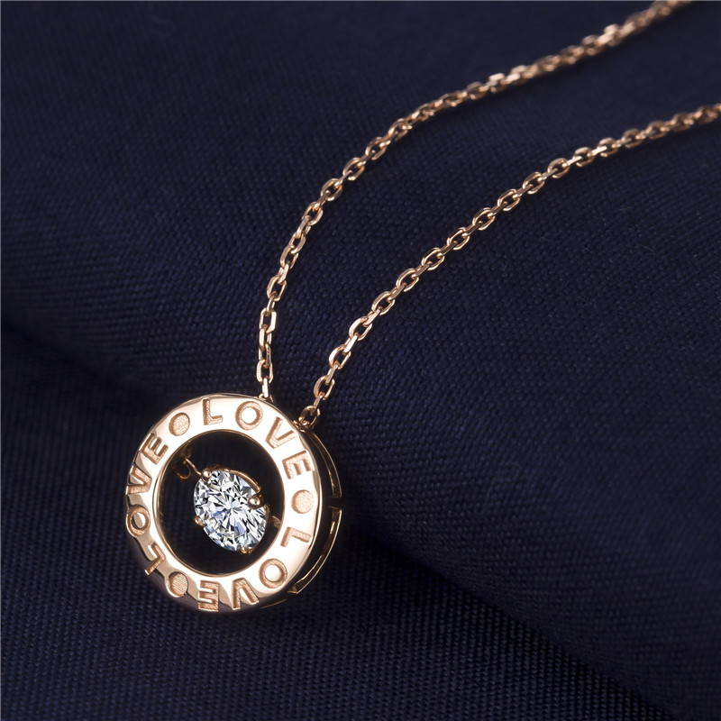 Messi Alahas - Messi Alahas MS-150 18K AU750 Rose Gold Necklace CVD HPHT Lab Gibuhat Diamond Love Necklaces Necklace 14