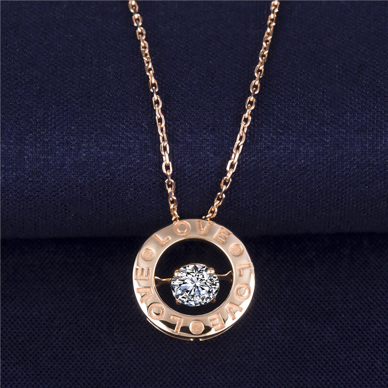 Messi Alahas - Messi Alahas MS-150 18K AU750 Rose Gold Necklace CVD HPHT Lab Gibuhat Diamond Love Necklaces Necklace 12