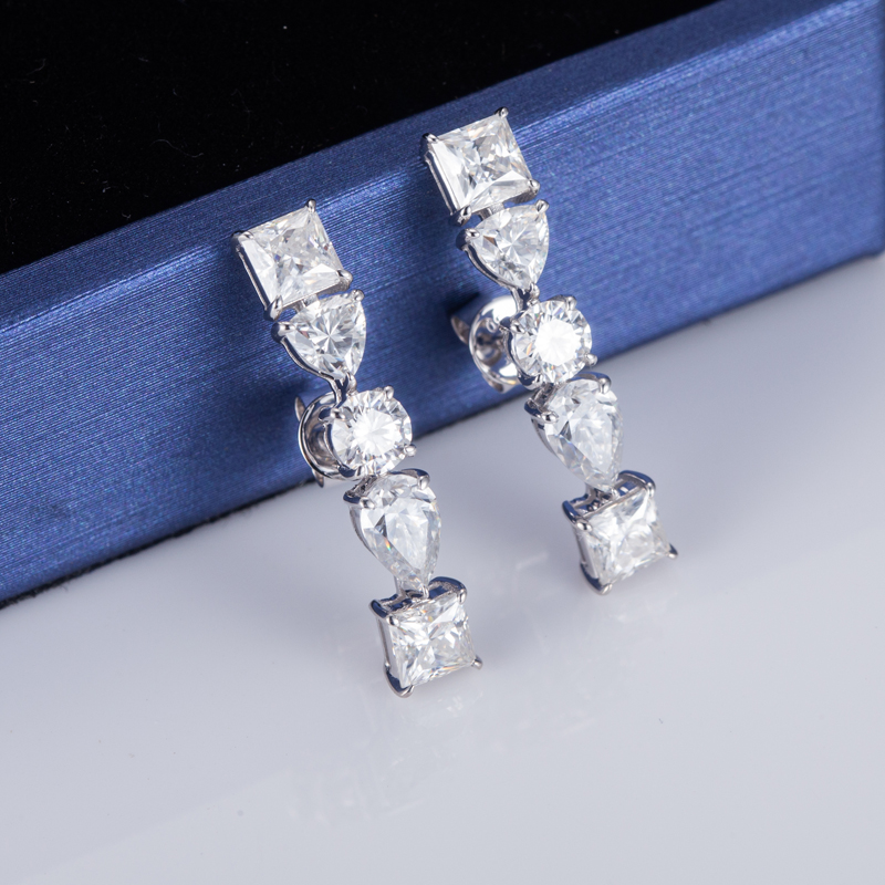 Messi Jewelry - Messi Jewelry 18k white gold luxury moissanite diamond earrings Earrings 10