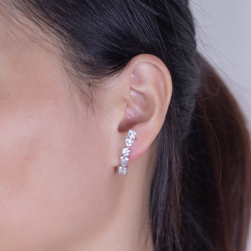 Messi Jewelry - Messi Jewelry 18k white gold luxury moissanite diamond earrings Earrings 13