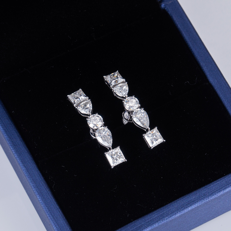 Messi Jewelry - Messi Jewelry 18k white gold luxury moissanite diamond earrings Earrings 12