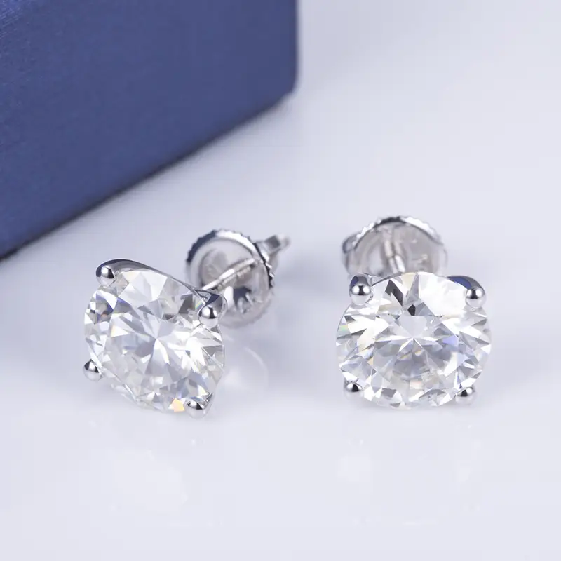 Custom moissanite stud earrings screw back quality assurance Manufacturer | Messi Jewelry 4