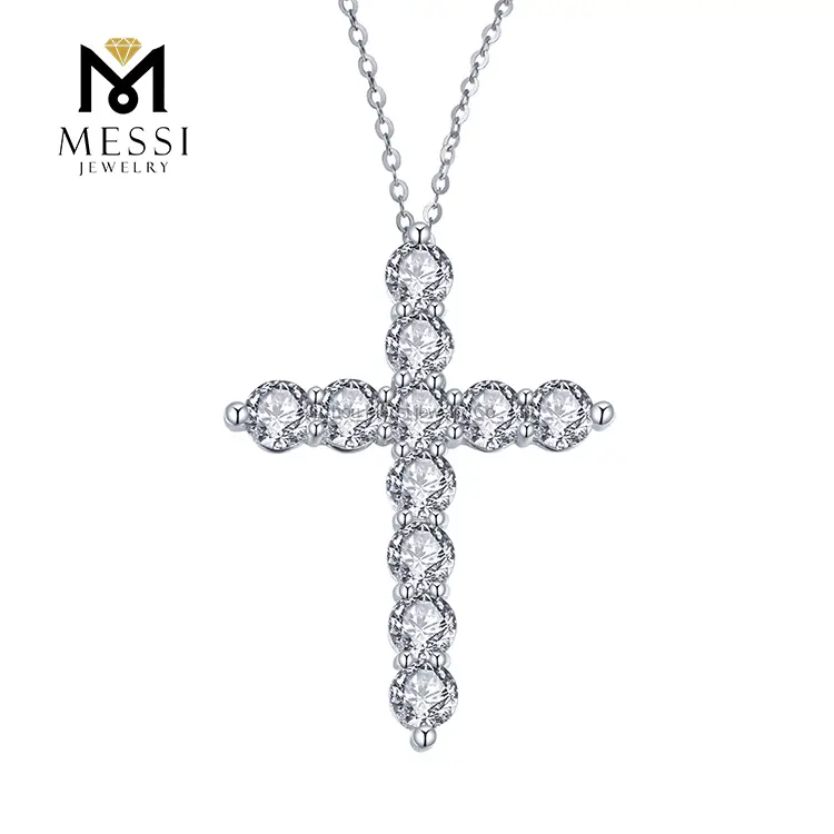 Gioielli Messi - Messi Jewelry 10K 14K 18K Gold Ciplant Cross Collane Lab Laboraio con collana a diamante coltivata 1