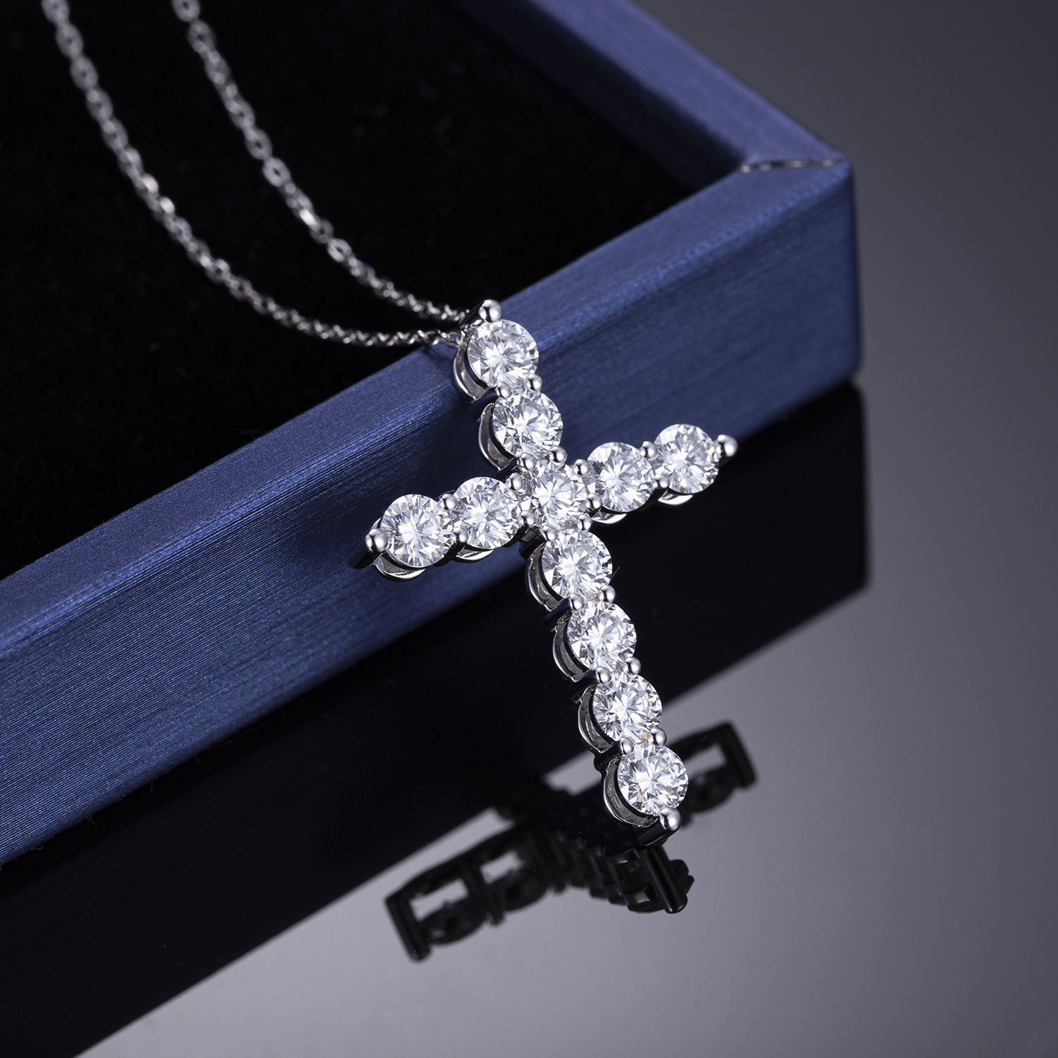 Jóias Messi - Jóias Messi 10k 14k 18k Pingente de ouro colares cruzados Colar de diamante cultivado Colar de diamante 9