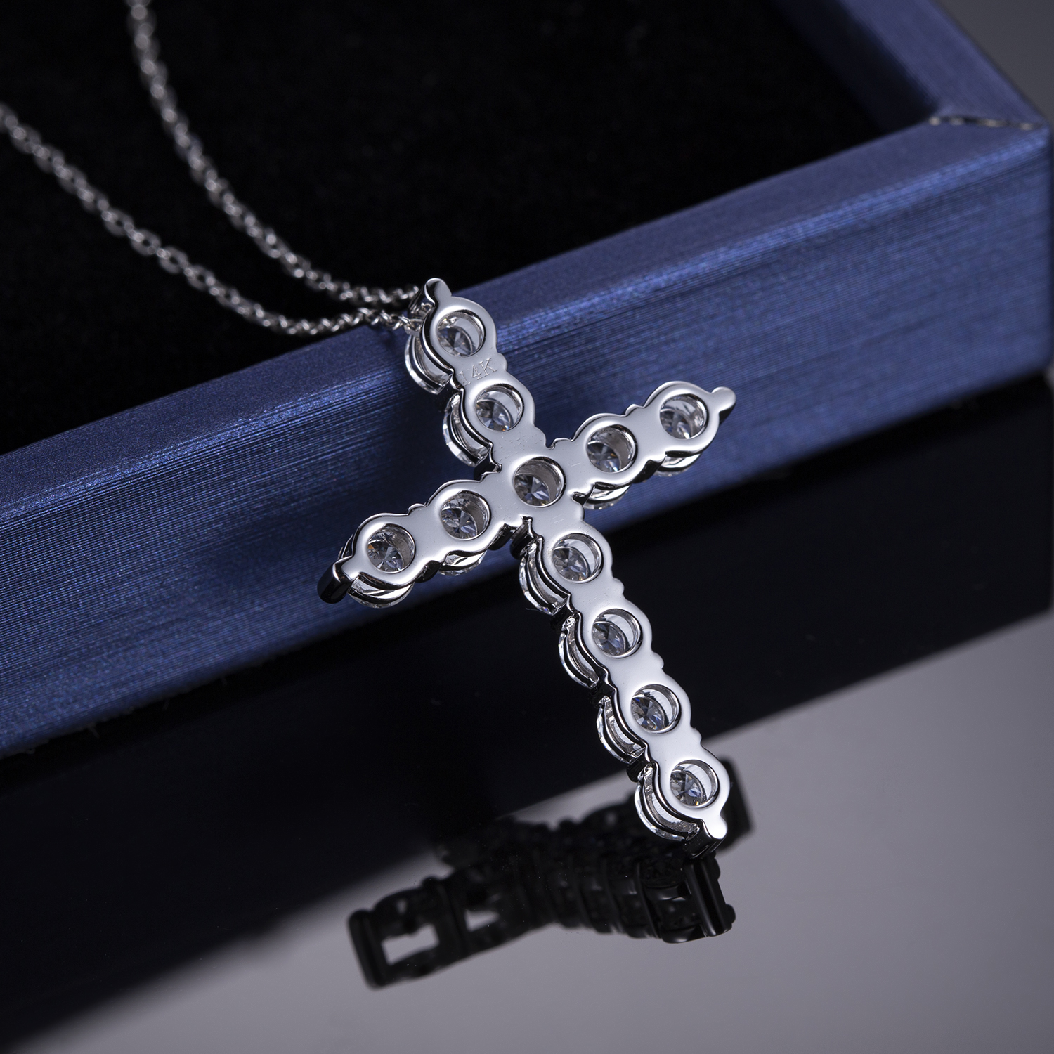 Jóias Messi - Jóias Messi 10k 14k 18k Pingente de ouro colares cruzados Colar de diamante cultivado Colar de diamante 10