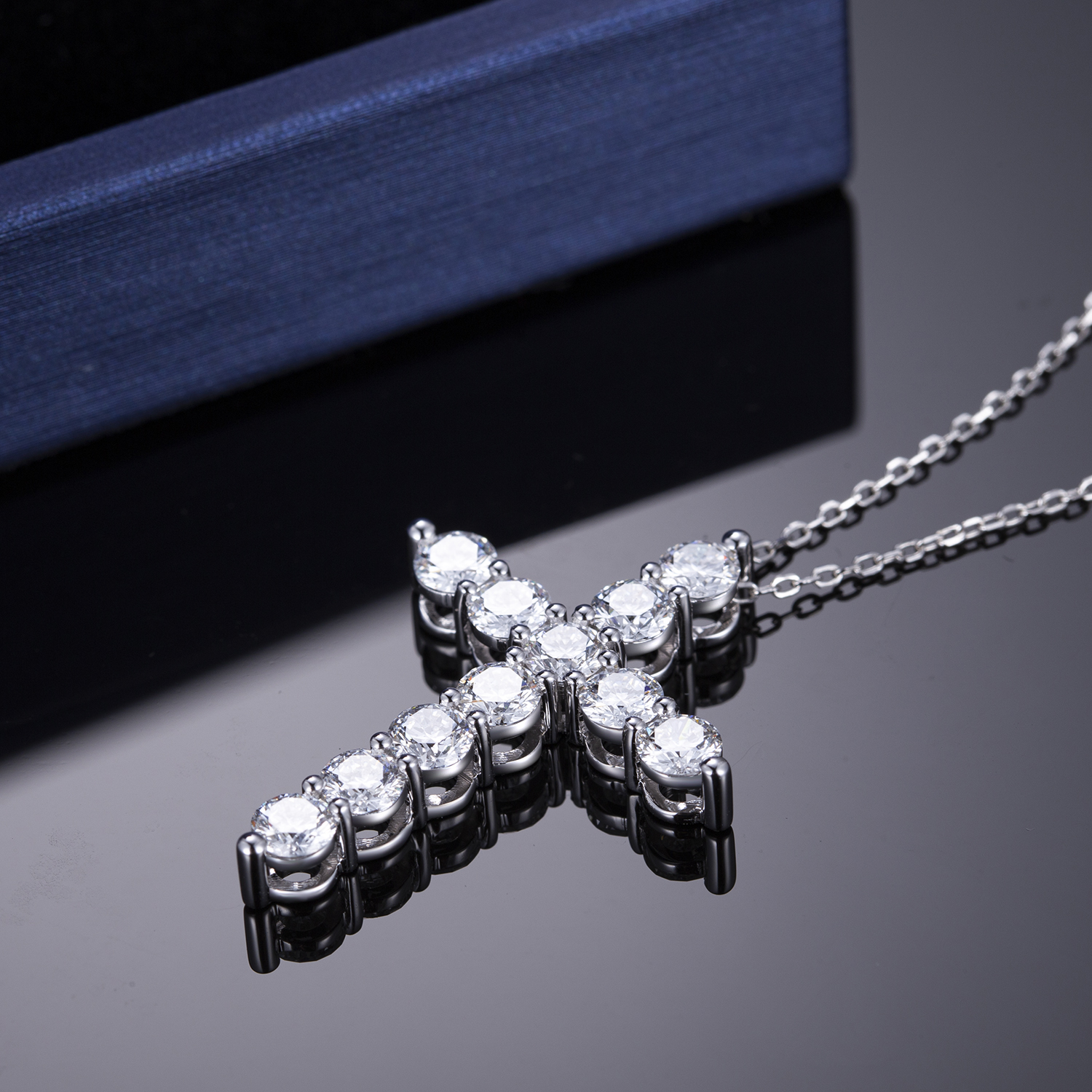 Jóias Messi - Jóias Messi 10k 14k 18k Pingente de ouro colares cruzados Colar de diamante cultivado Colar de diamante 15