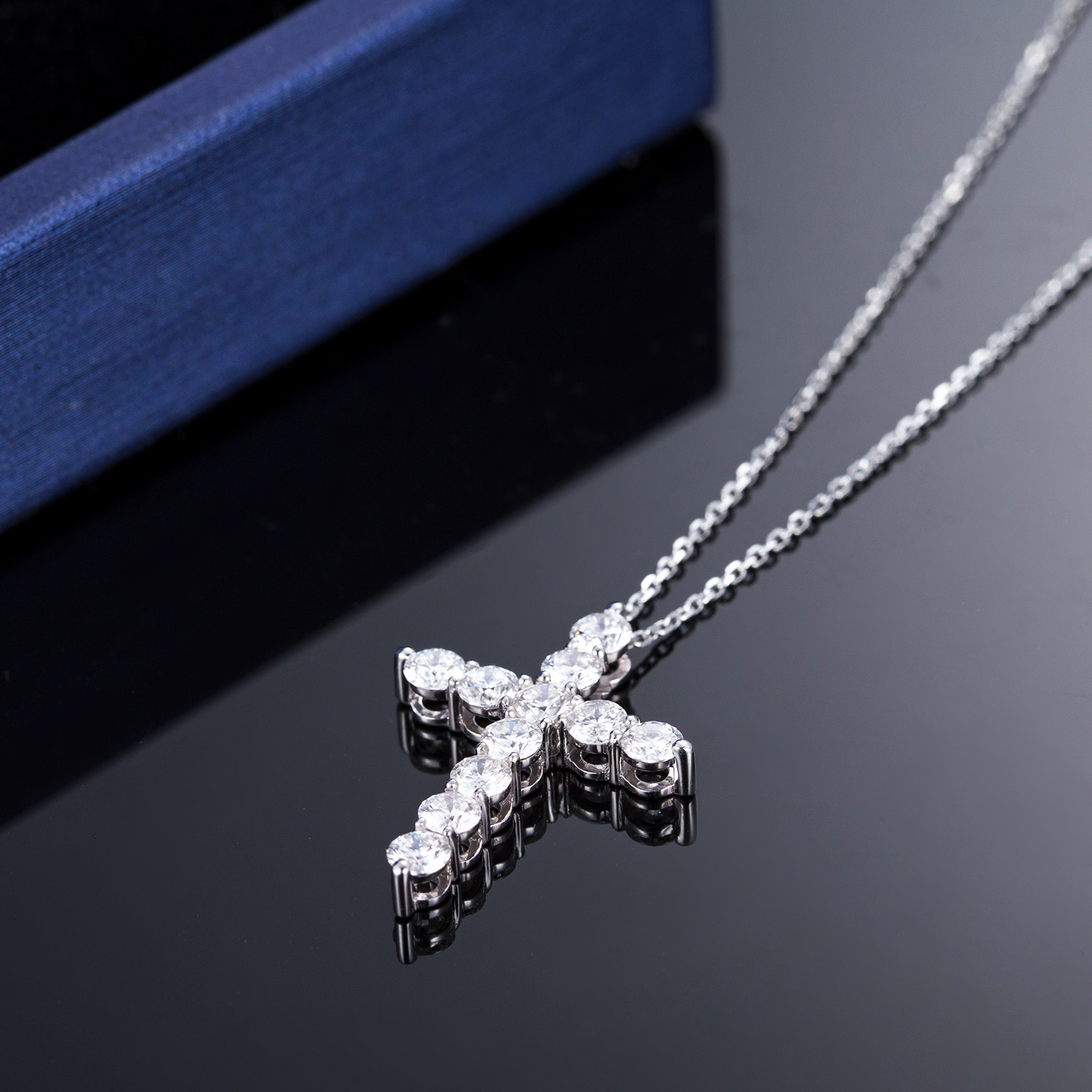 Jóias Messi - Jóias Messi 10k 14k 18k Pingente de ouro colares cruzados Colar de diamante cultivado Colar de diamante 14