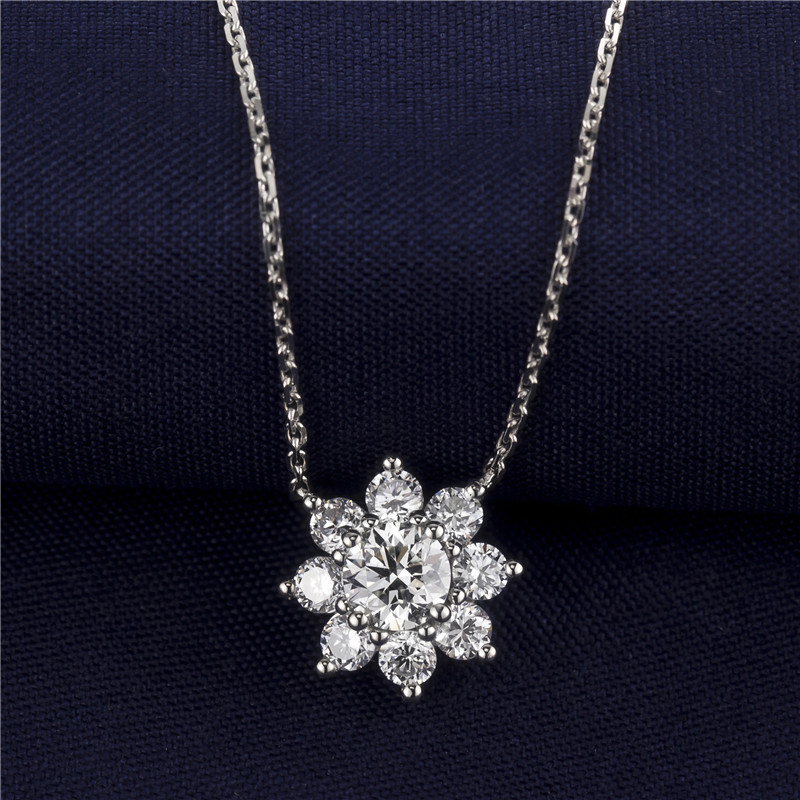 Messi Jewelry - Messi Jewelry N01 AU750 18K Solid Gold Snowflowr Necklace Jewelry CVD Lab Grown Diamond Pendant Necklace Halsband 11
