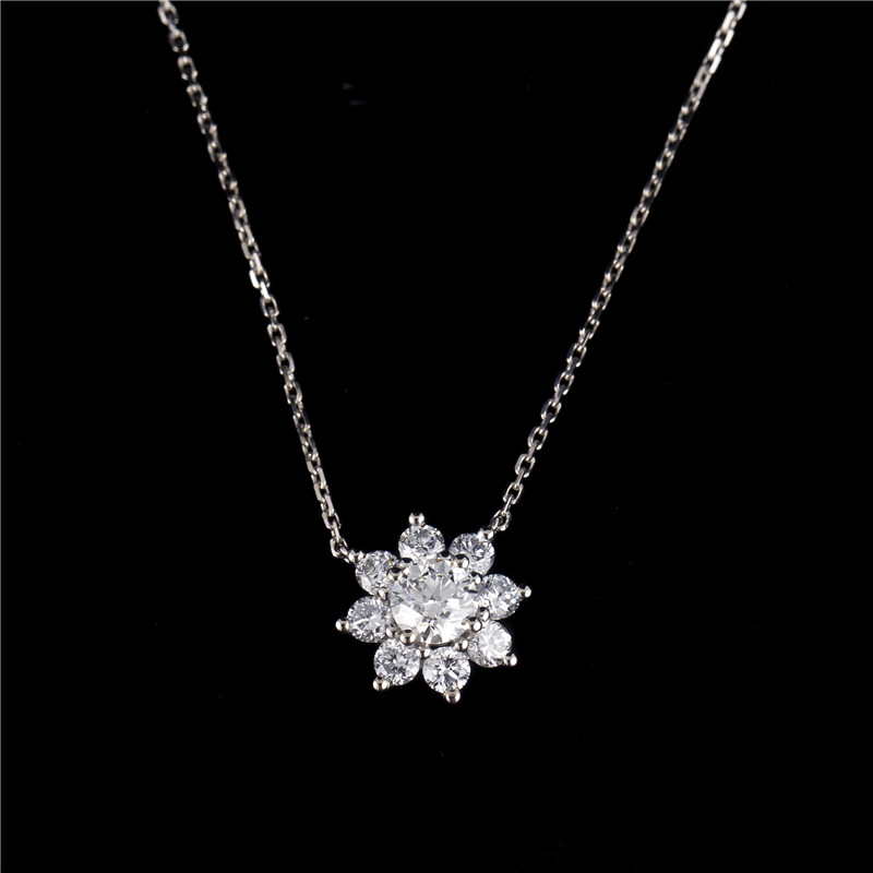 Messi Jewelry - Messi Jewelry N01 AU750 18K Solid Gold Snowflowr Necklace Jewelry CVD Lab Grown Diamond Pendant Necklace Halsband 10