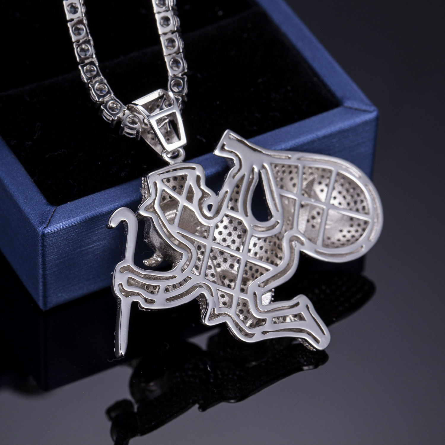 Messi Alahas - Messi Alahas 925 silver nga alahas Hip Hop CZ Iced Out Men's Pendant Chain Necklace Moissante Pendant 10