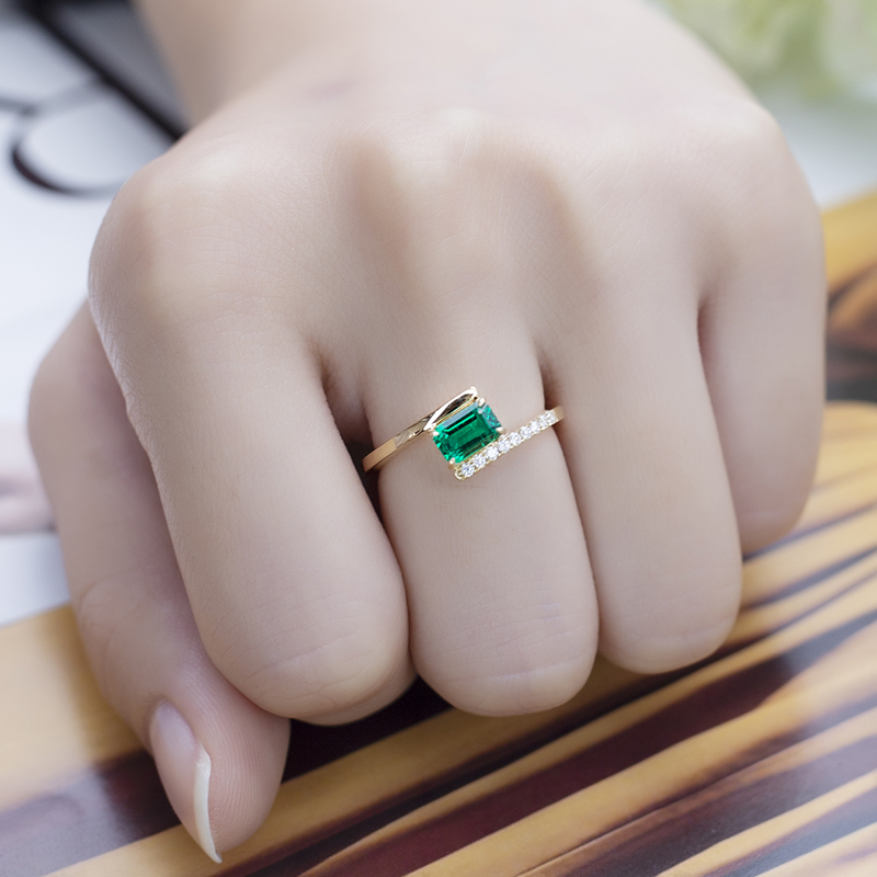 메시 쥬얼리 -MS -611 18K 골드 여성 패션 보석류 데프 라운드 컷 MOISSANITE SQUARE 에메랄드 링 링 12
