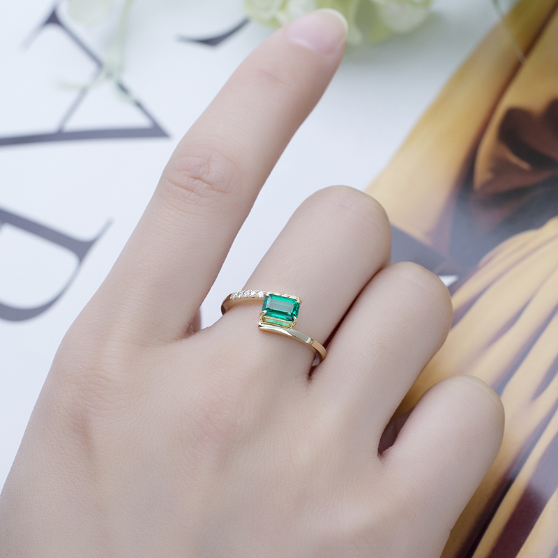 메시 쥬얼리 -MS -611 18K 골드 여성 패션 보석류 데프 라운드 컷 MOISSANITE SQUARE 에메랄드 링 링 11