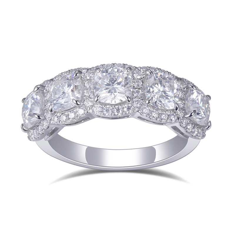 Joyas Messi - MS -619 Joyas de moda para mujeres 18k Gold White Def Diamond Moissanite Half Eternity Anillos anillos 8