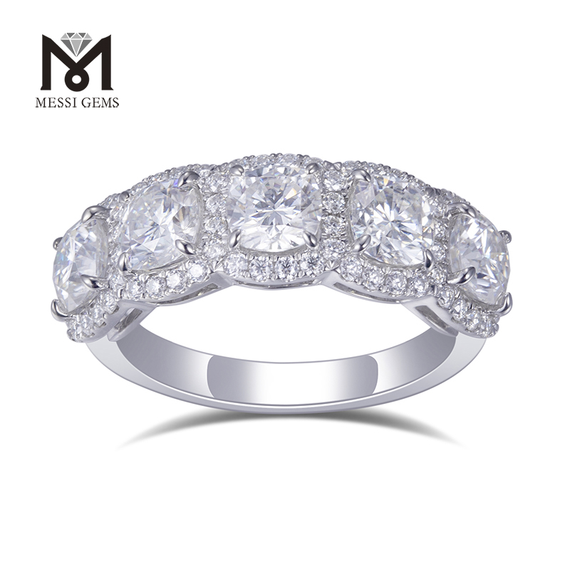 Joyas Messi - MS -619 Joyas de moda para mujeres 18k Gold White Def Diamond Moissanite Half Eternity Anillos anillos 14