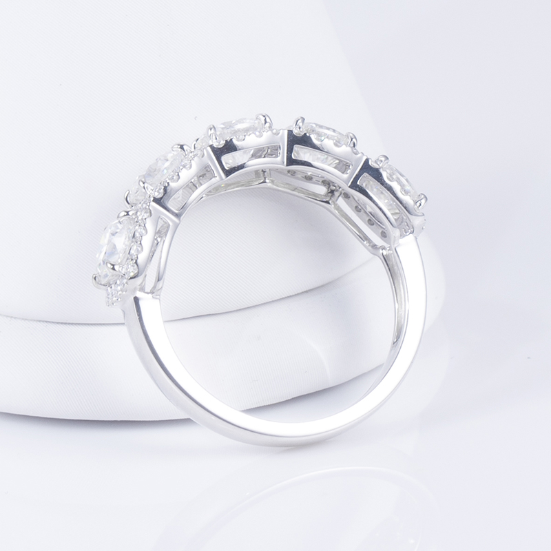 Joyas Messi - MS -619 Joyas de moda para mujeres 18k Gold White Def Diamond Moissanite Half Eternity Anillos anillos 10