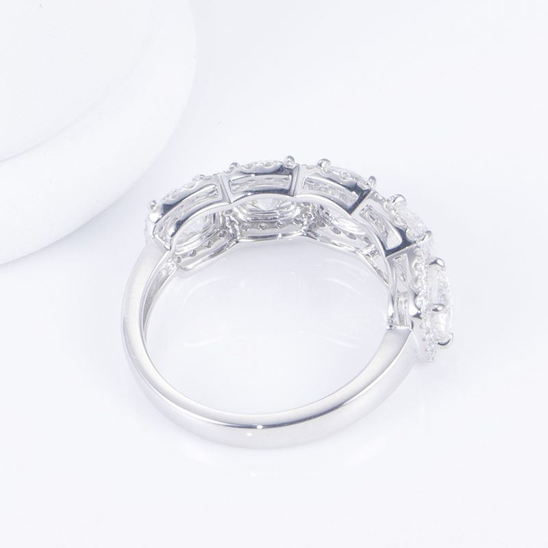 Joyas Messi - MS -619 Joyas de moda para mujeres 18k Gold White Def Diamond Moissanite Half Eternity Anillos anillos 11