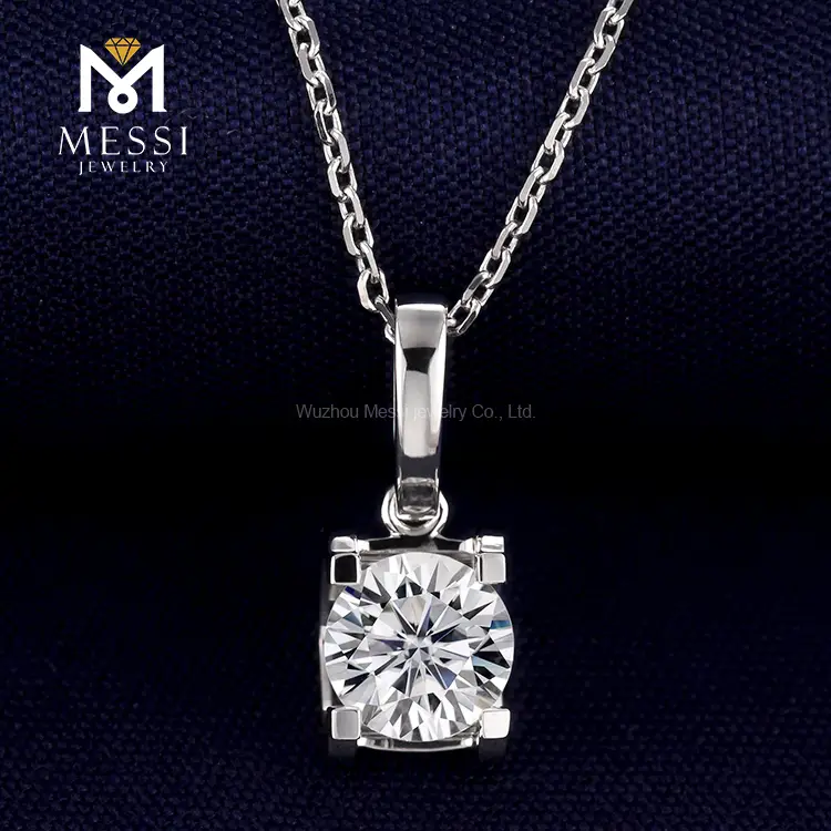 Messi Jewelry - Messi Jewelry MS -039 AU750 18K 14K White Gold Necklace Jewellry 1.0Carat Lab Lab Laboraio coltivato Diamond Necklace 1