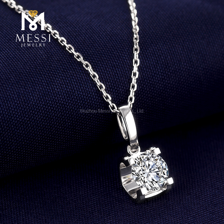 Messi Jewelry - Messi Jewelry MS -039 AU750 18K 14K colar de ouro branco Jewellry 1.0Carat CVD Colar de colar de diamante cultivado 10