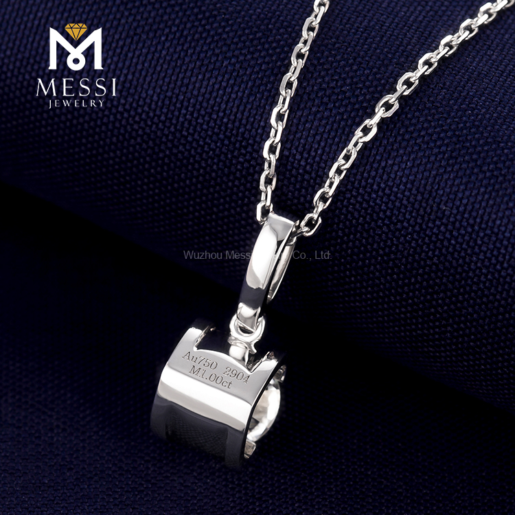 Messi Jewelry - Messi Jewelry MS -039 AU750 18K 14K colar de ouro branco Jewellry 1.0Carat CVD Colar de colar de diamante cultivado 11