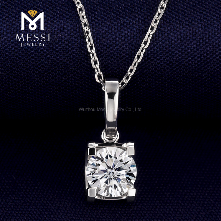 Messi Jewelry - Messi Jewelry MS -039 AU750 18K 14K colar de ouro branco Jewellry 1.0Carat CVD Colar de colar de diamante cultivado 9