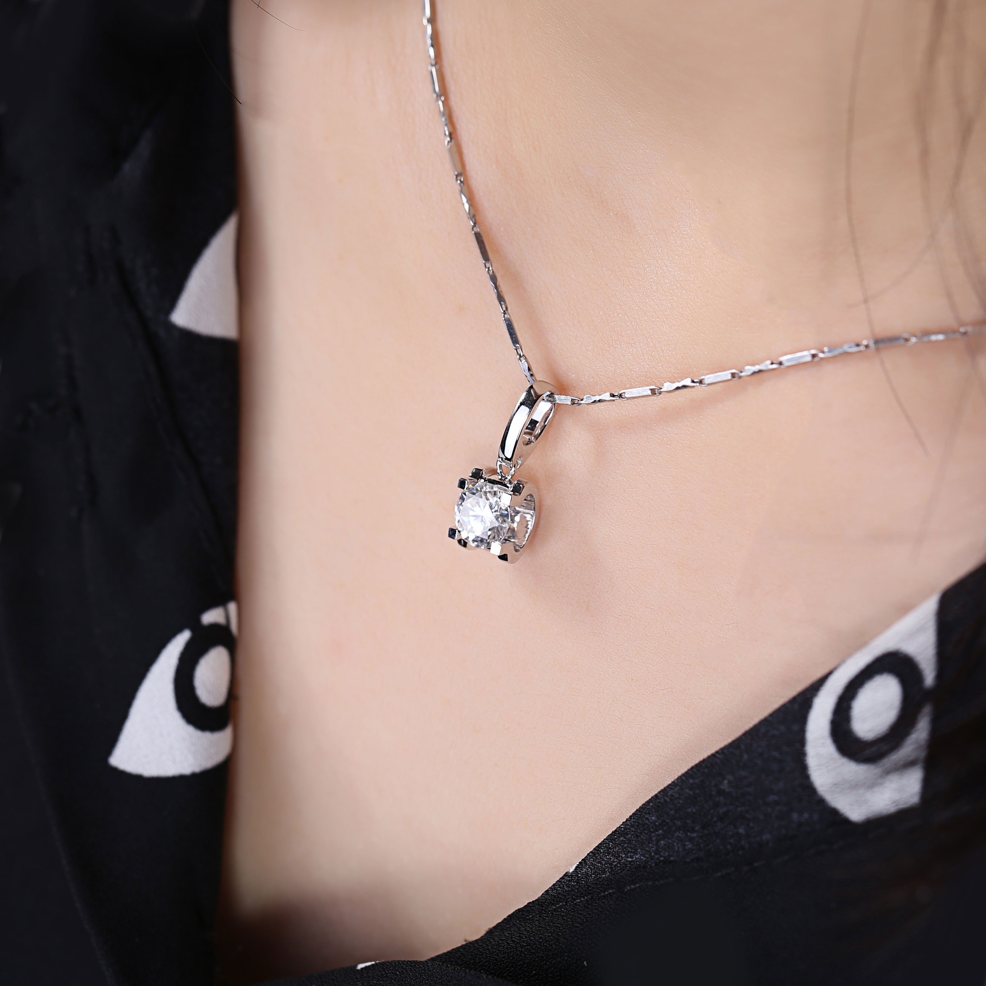 Messi Jewelry - Messi Jewelry MS -039 AU750 18K 14K colar de ouro branco Jewellry 1.0Carat CVD Colar de colar de diamante cultivado 14