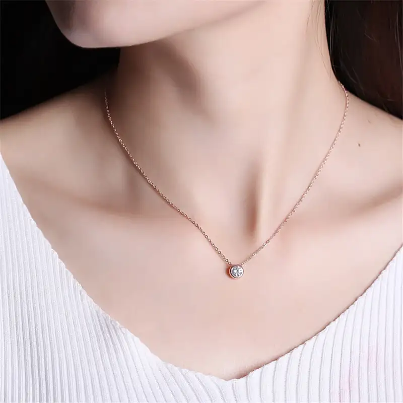 Rose Gold Lab Grown Diamond Necklace - High Quality & Affordable 7