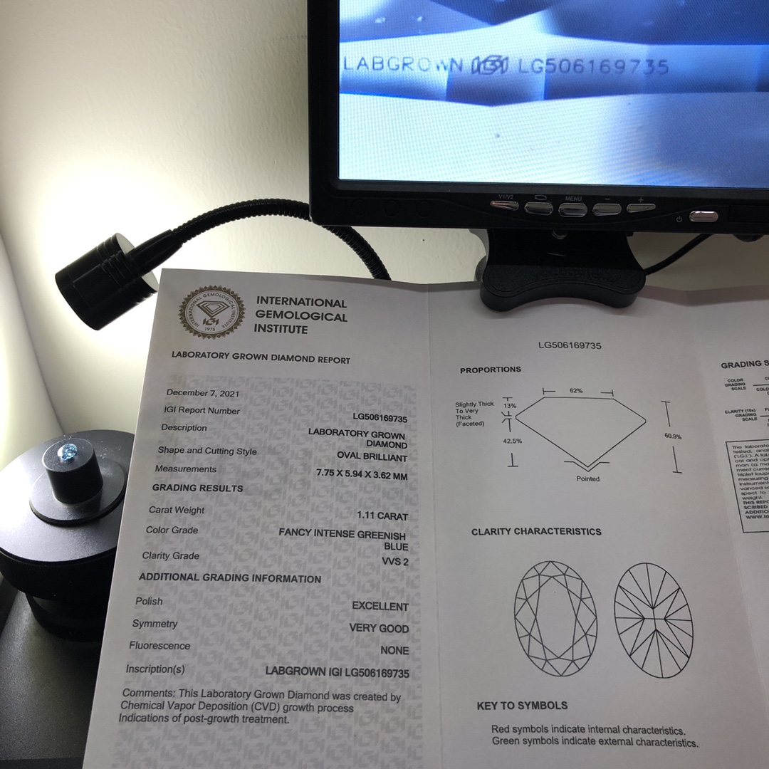 Messi Alahas - 1ct 2ct Oval VS VVS Loose Blue Lab Grown Diamonds CVD Blue 14