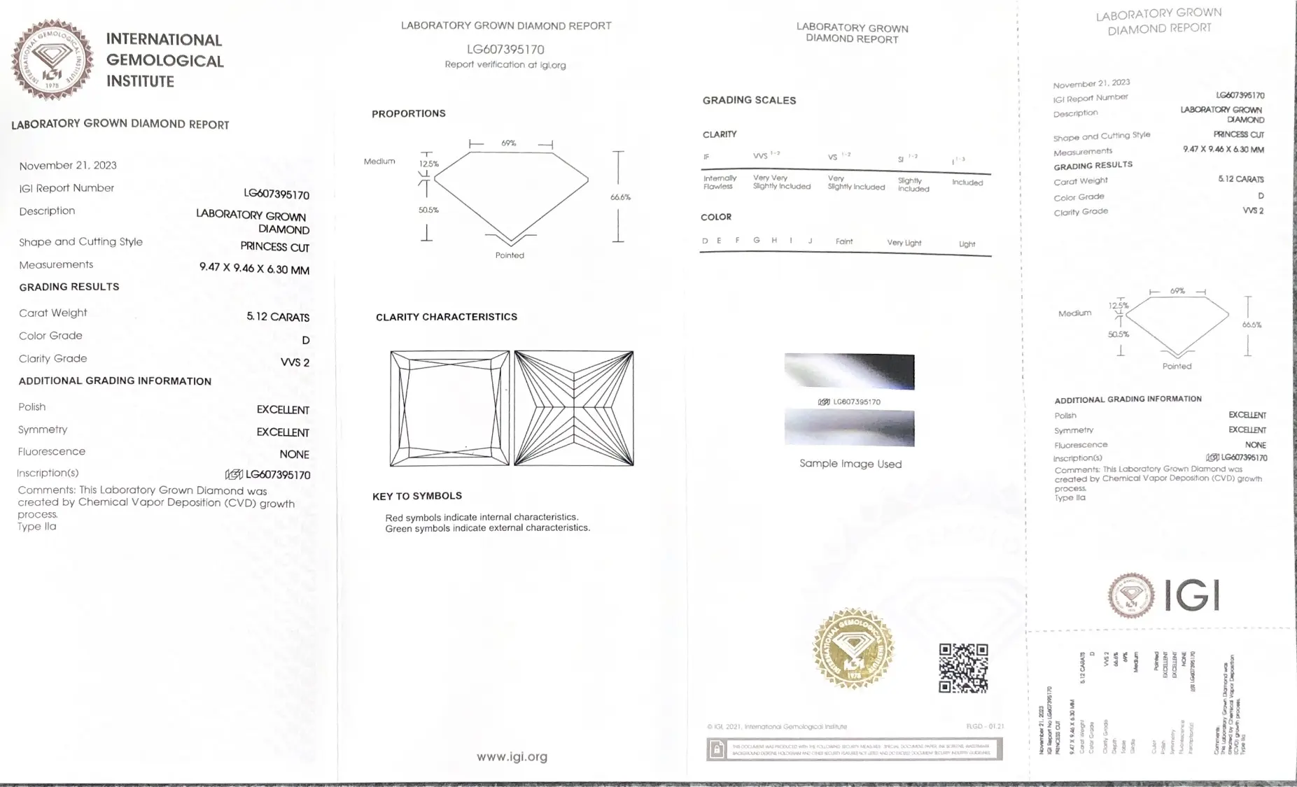 5.12CT Princess Lab Grown Diamond with IGI Certificate - Customizable Jewelry 2
