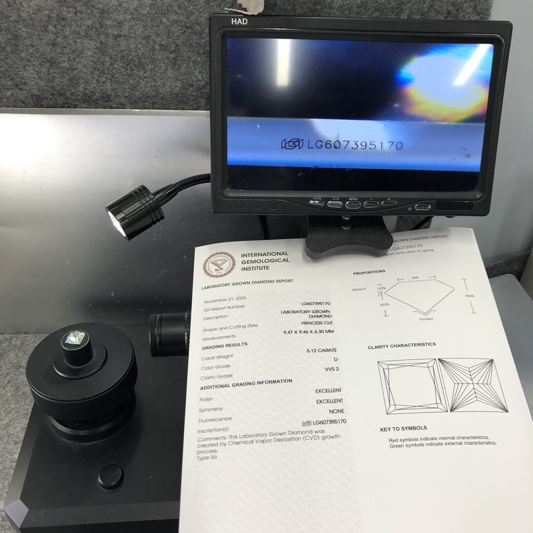 Clean Square Princess Cut 5.12CT CVD D VVS2 EX EX Lab Grown Diamond with IGI certificate LG607395170 11