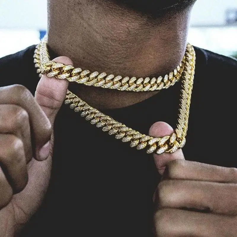 Gioielli Messi - 20 pollici 22 pollici 925 hiphop argento hiphop in stile Miami da uomo collana cubana ghiacciata collana a catena cubana moissanite 1