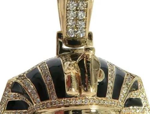 Custom 10K Gold Pharaoh Pendant with Lab Diamonds - Hip Hop Gold Pendants 4