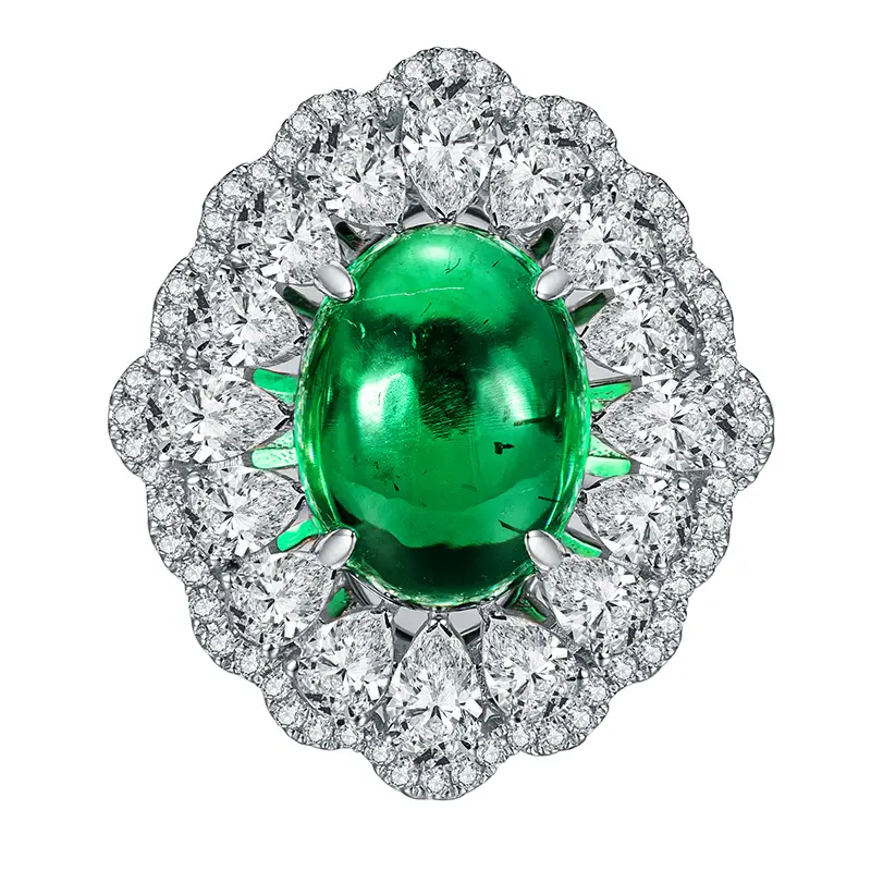 Messi Jewelry - Messi Jewelry MS -570 18K ovale ovale Crea anelli ad alone smeraldo 1