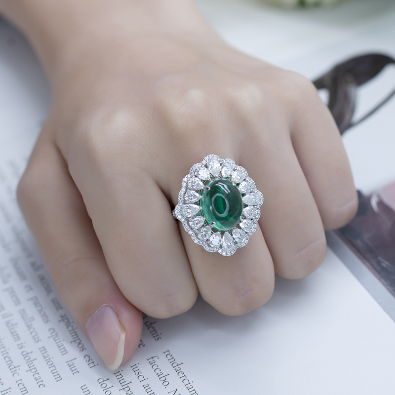 Messi Jewelry - Messi Jewelry MSR-570 18k White Gold emerald ring jewelry woman ring with moissanite jewelry wholesale Moissanite Gold Jewelry 13