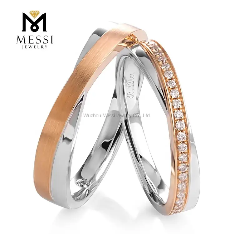 Messi Jewelry - Messi Jewelry Diamond Rings in 18k White and Ros Gold Couple Rings Cross Bands Rings Wedding Encings Wedding 1
