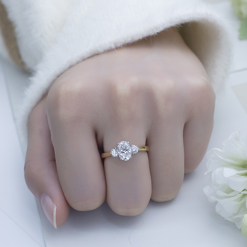 Messi Alahas - Messi Alahas MSR-655 18k Puti ug Dilaw nga bulawan Round Engagement Wedding Metal Lab diamante Singsing Lab Diamond Alahas 13