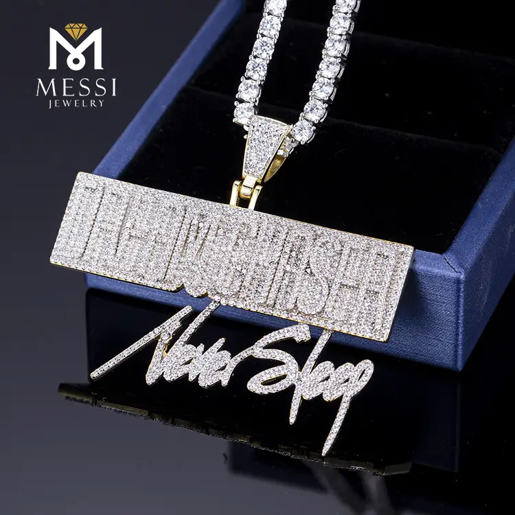 925 Sterling Silver Hip Hop Chain Pendant with Zircon Stones 5