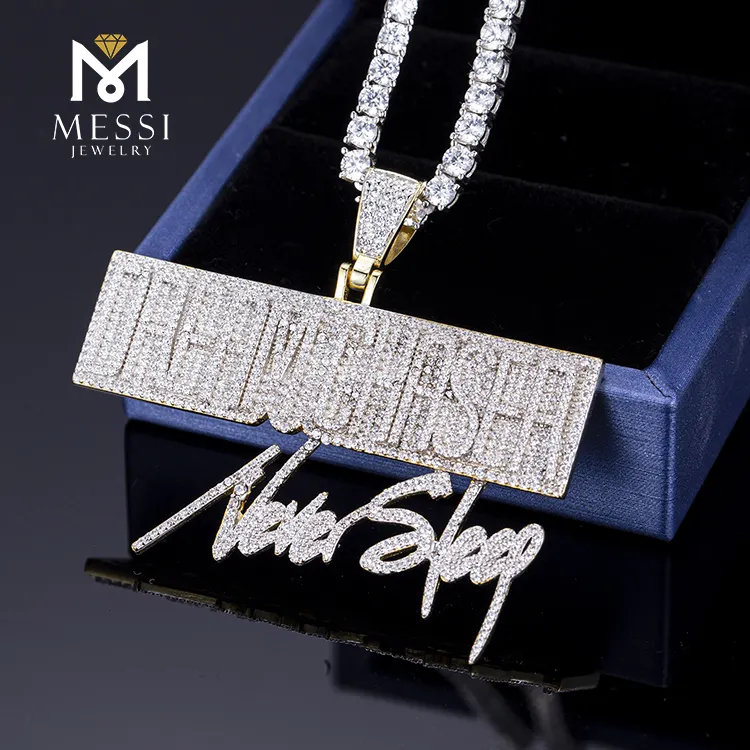925 Sterling Silver Hip Hop Chain Pendant with Zircon Stones 5
