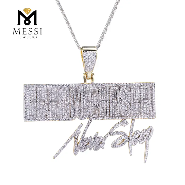 925 Sterling Silver Hip Hop Chain Pendant with Zircon Stones 7