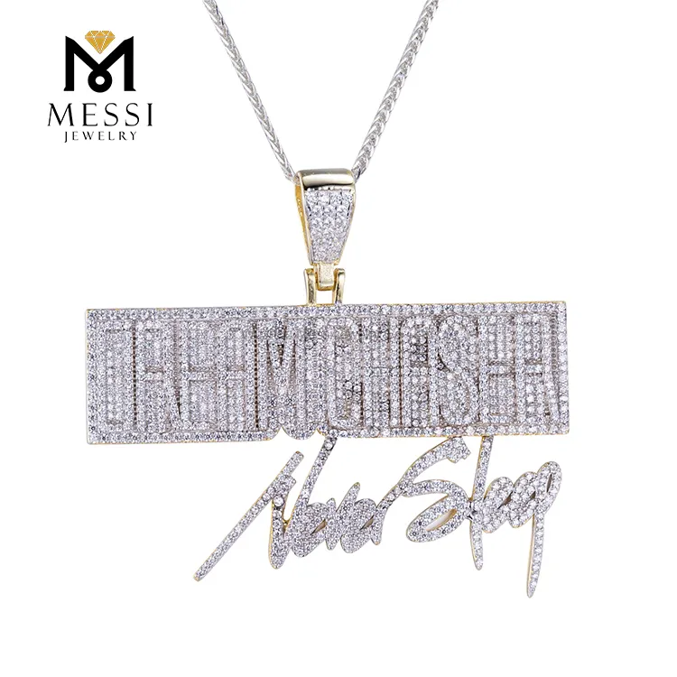 925 Sterling Silver Hip Hop Chain Pendant with Zircon Stones 7