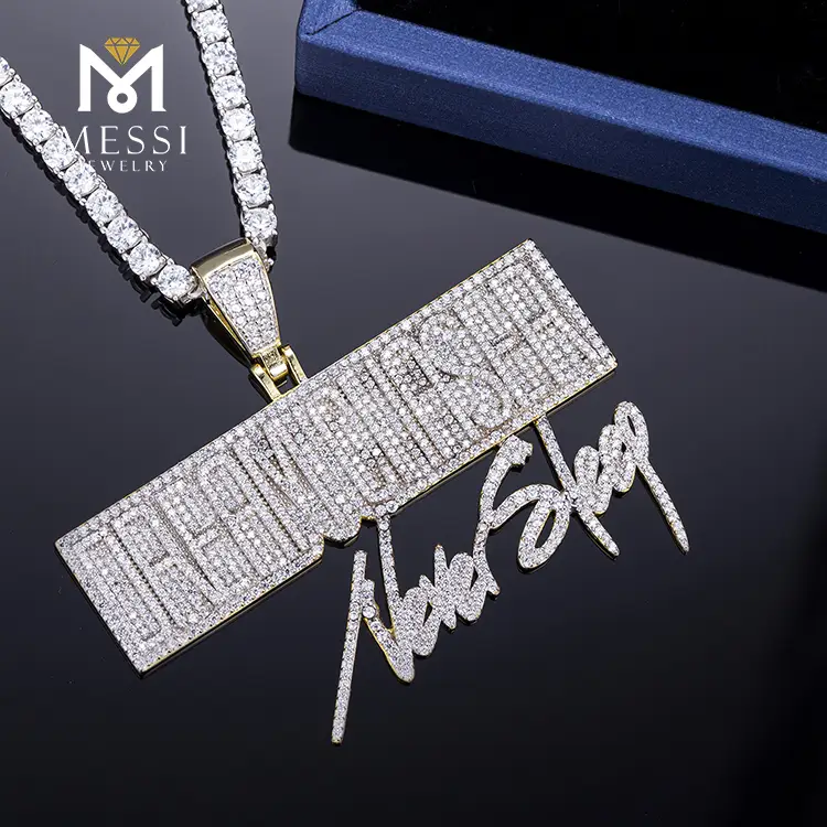 925 Sterling Silver Hip Hop Chain Pendant with Zircon Stones 3