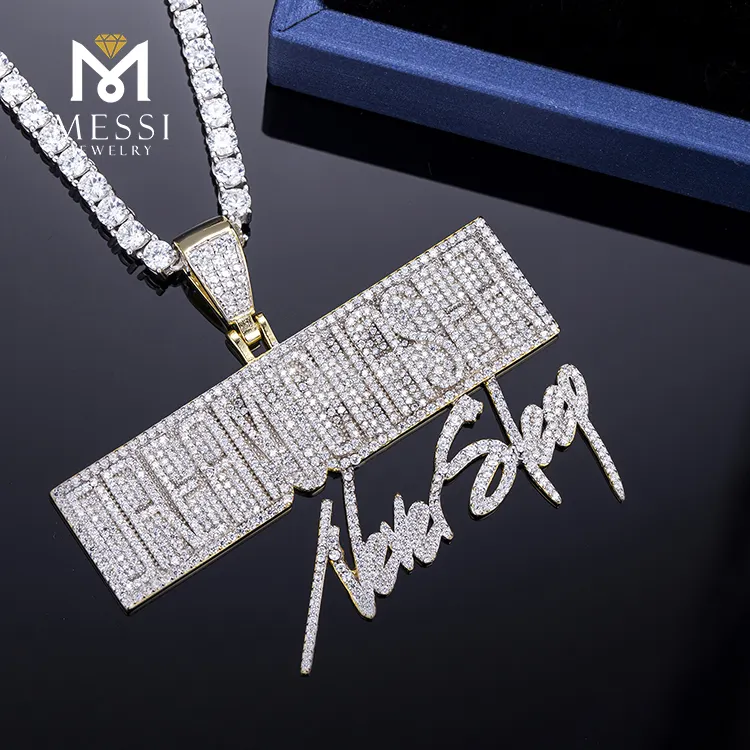 925 Sterling Silver Hip Hop Chain Pendant with Zircon Stones 3