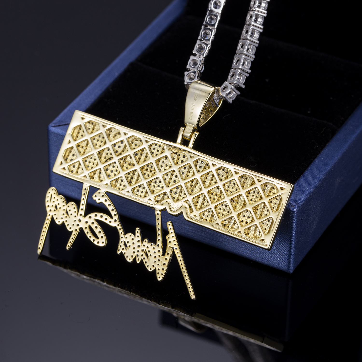 925 Sterling Silver Hip Hop Chain Pendant with Zircon Stones 10