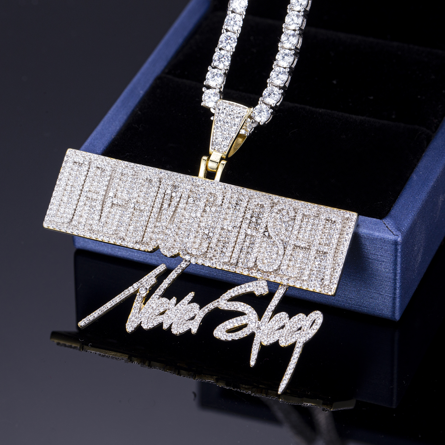 925 Sterling Silver Hip Hop Chain Pendant with Zircon Stones 8