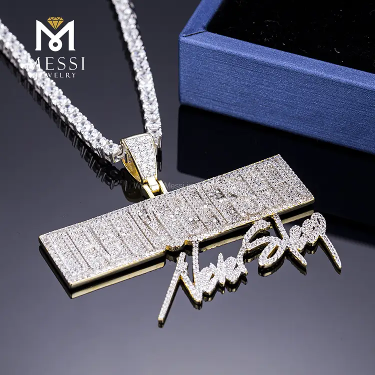 925 Sterling Silver Hip Hop Chain Pendant with Zircon Stones 4