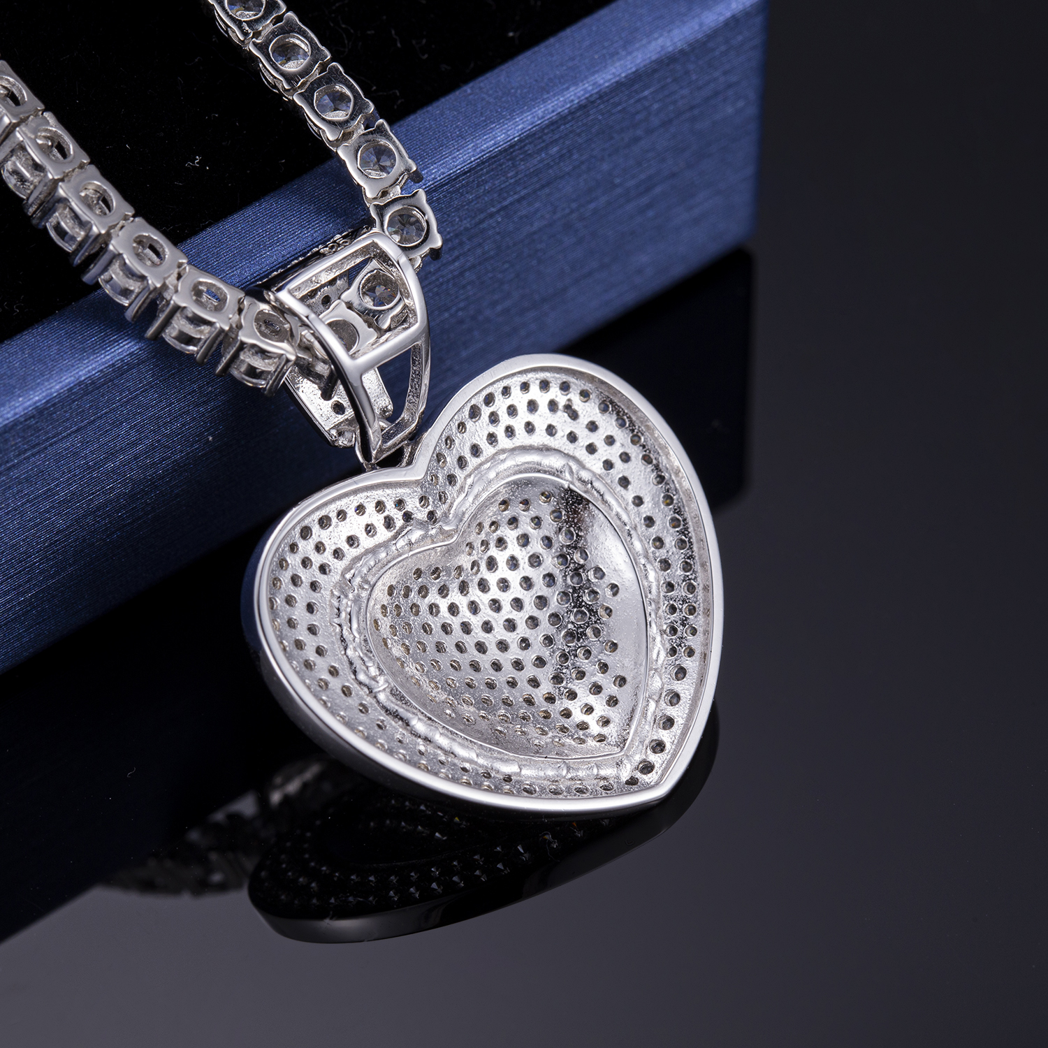 Messi Alahas - Messi Alahas porma sa kasingkasing micro zirconia hip hop alahas 925 sterling silver kwintas Moissante Pendant 10