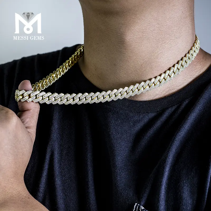 Gioielli Messi - Gioielli a catena da uomo Hip Hop 925 Sterling Silver Lab Diamond VVS NATTURA CUSCANA CUBANE CAPOLA 1