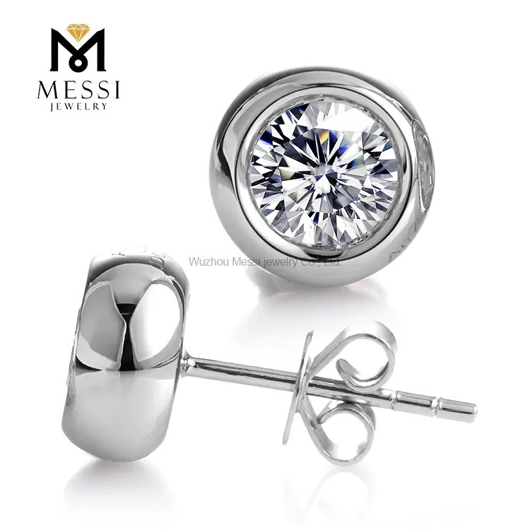 Gioielli Messi - Messi Jewelry 1.0ct CVD HPHT Lab Diamond Woman 18K 14K Orecchini a bobina in oro in oro bianco 1
