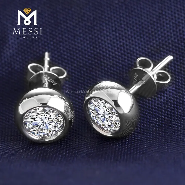 Messi Lab Grown Diamond Stud Earrings - 1.0ct, 18k White Gold 3