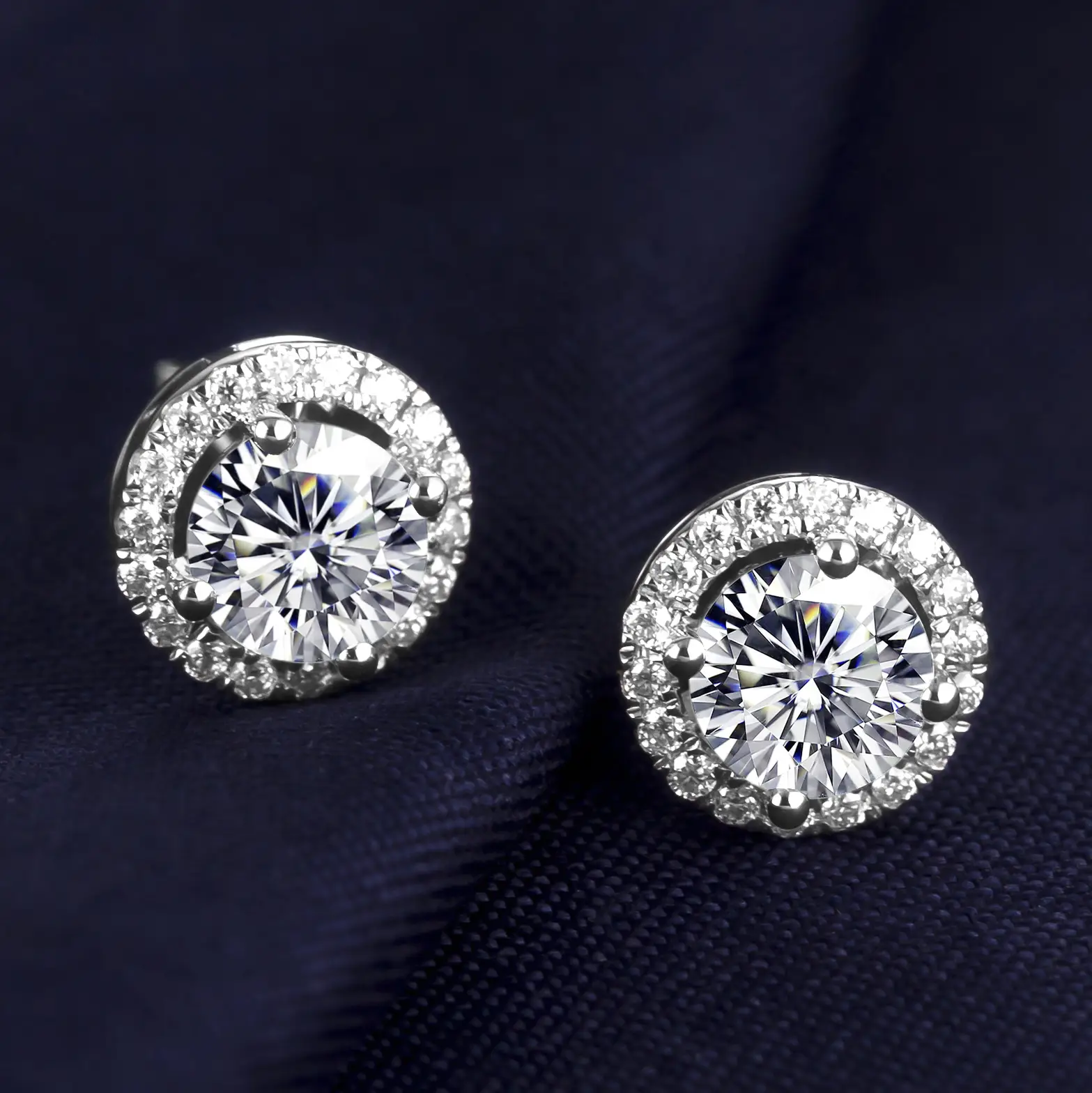 18K White Gold Moissanite Stud Earrings - Customizable Girls Jewelry 5