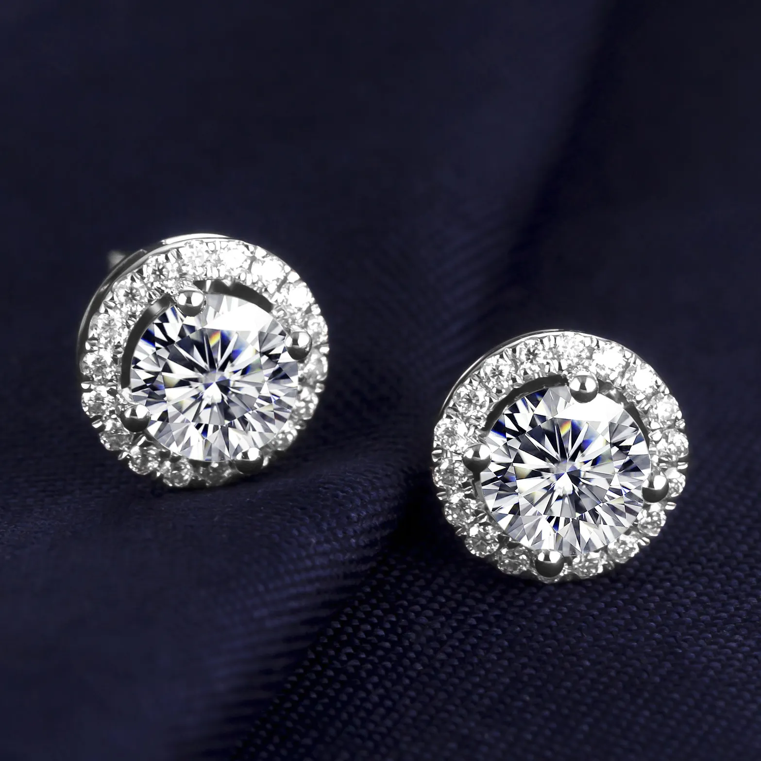 18K White Gold Moissanite Stud Earrings - Customizable Girls Jewelry 5